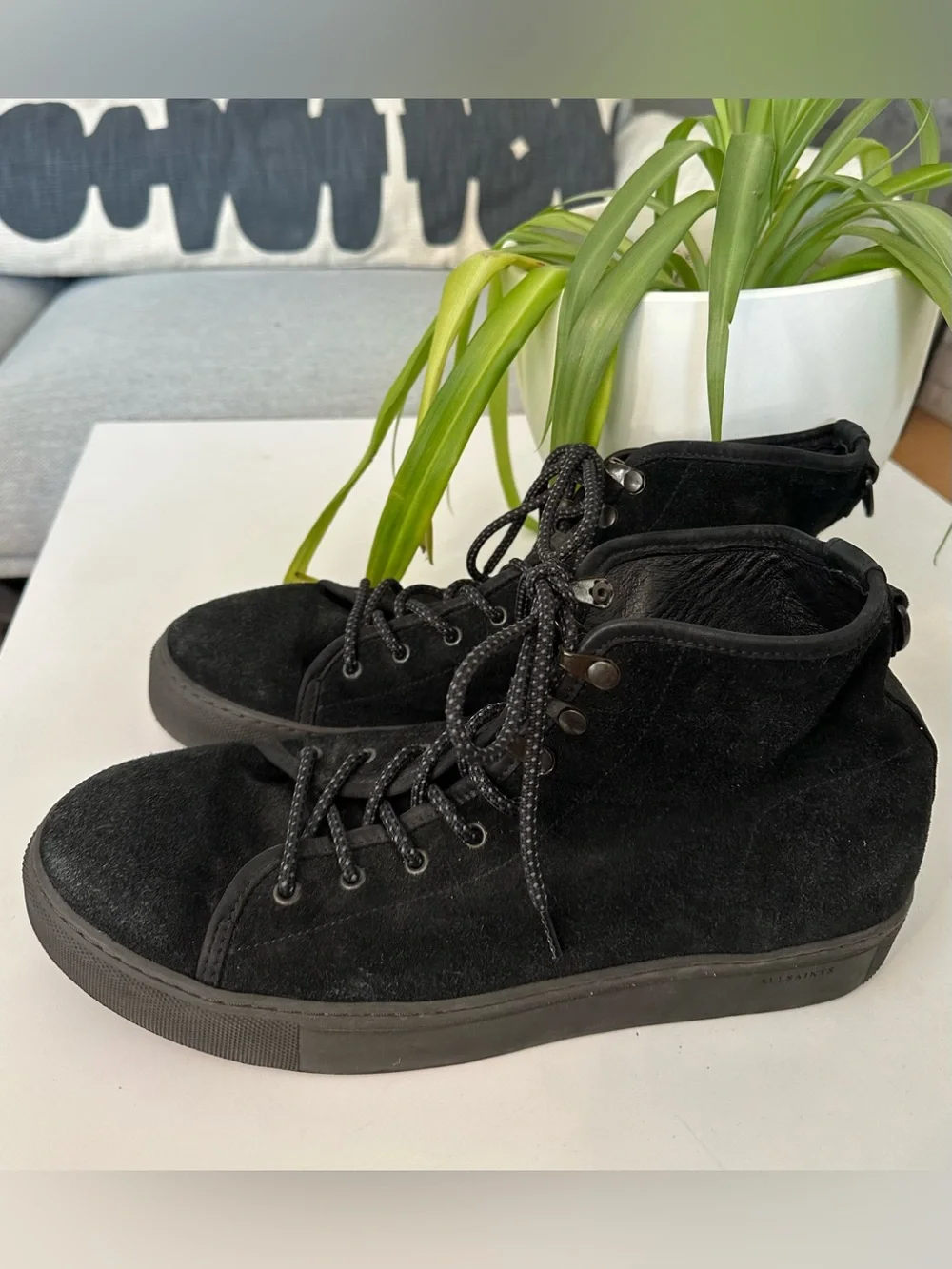 AllSaints Men's Black Suede Lace-Up Boots Great Condition! Size 45 EU